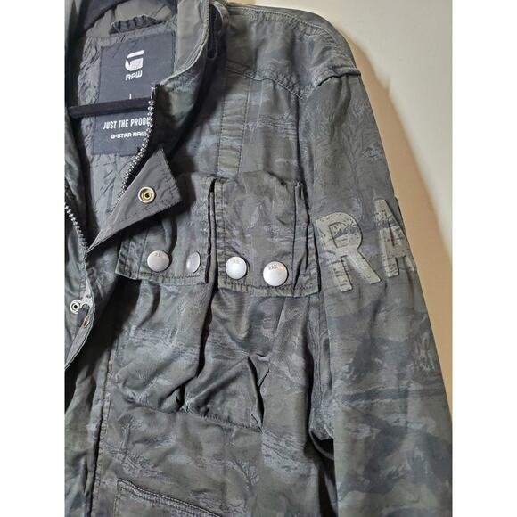 G-Star Raw Ospak Quilted Military Jacket Charcoal Camo Full Zip Mens Large - Picture 4 of 12